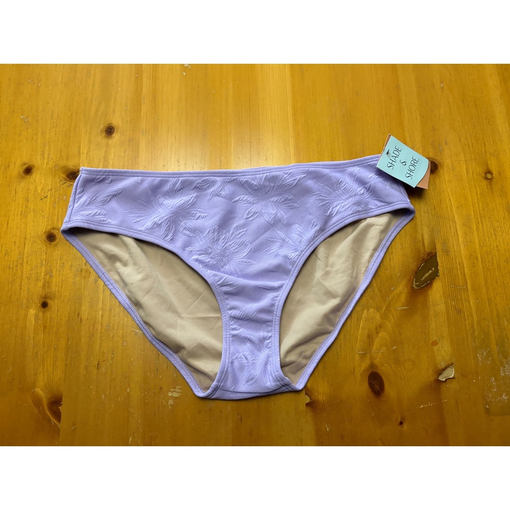 Shade & Shore Lavender Floral Jacquard Hipster Bikini Bottoms Purple Large NWT